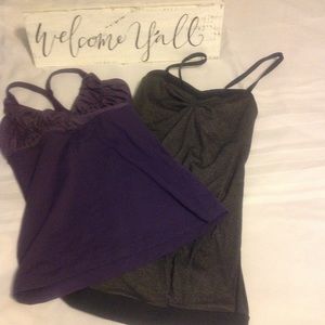 Lululemon 2 Tanks Size 4 Purple& Gray GREAT PRICE